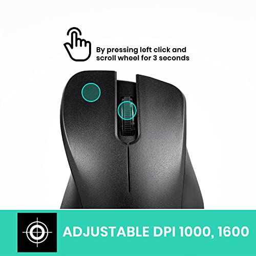 Image of Perixx PERIMICE-621B Wireless Mouse - Silent Click with Ergo Design - Compatible for Desktop and Laptop PC - Wireless 2.4 GHz - Black