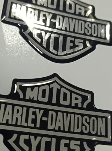 Wappen Logo Decal Paar geharzte Aufkleber kompatibel mit Harley 3D-Effekt-Modellen für Tank oder Helm. Größe eines Aufklebers: 50 x 39 mm (Chrom/Schwarz)