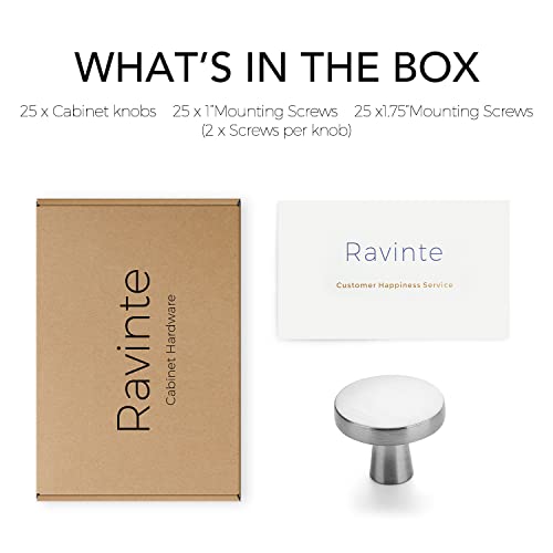 Image of Ravinte 25 Pack Drawer Pulls 1-1 /4 Inch Kitchen Cabinet Knobs Brushed Nickel Round Dresser Drawer Knobs Solid Dresser Knobs Drawer Knobs Simple Cabinet Hardware for Cupboard Drawer Pulls