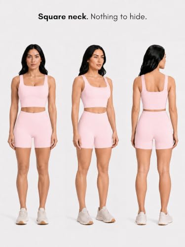 Image of Sunzel Square Neck Longline Sports Bra, Built-in Bra Crop Tank Top