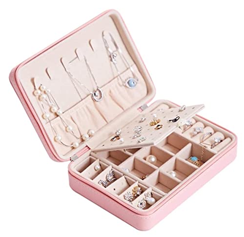 IGZVMBO Organizador de joyas, joyero, caja de joyería, organizador de almacenamiento de joyas, anillos de cuero, aretes, collares, joyeros para mujer