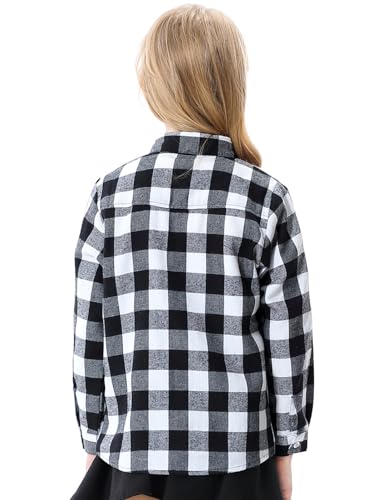 Image of SANGTREE Women and Girls Long Sleeve Flannel Casual Button Down Plaid Shirt