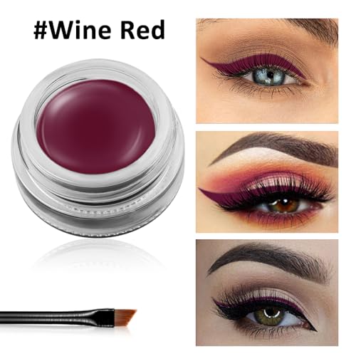 Delineador Gel Waterproof Erinde con 2 Brochas Color Rojo Vino miniatura 2