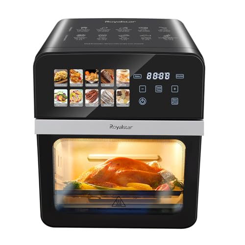 ROYALSTAR 1800W Digital Air Fryer Oven 12L Large Capacity 10-in-1 Cooking Functions with 360 Rapid Air Circulation LCD Touch Screen 120F-400F Temperature Control for Baking Roasting Dehydrating