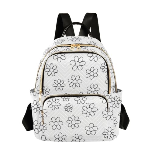 Sac à dos décontracté de style école de fleurs mignonnes pour les sorties quotidiennes taille S-M