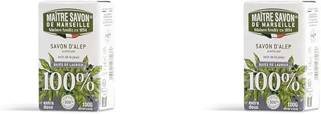 Jabón de Alepo Natural - Paquete de 2 Unidades con Aceite de Oliva y Laurel