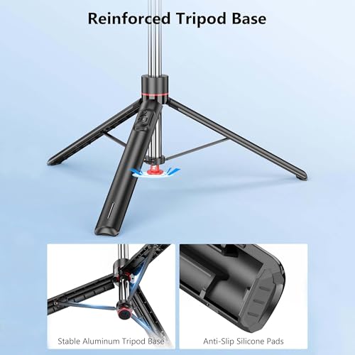 Image of Kratos K16 70 inch / 180 CM Long Selfie Stick, Pop Up Auto Open Tripod 360 Rotatable, Long Extendable Bluetooth Mobile Tripod with 1 /4 inch Screw for Mobile Phone Camera Gopro Vlogging YouTube Travel