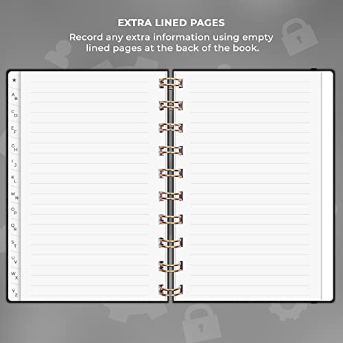 Clever Fox Password Book Spiral – Mini Internet Address & Password Organizer With Laminated Alphabetical Tabs – Small Password Keeper Journal – Hardcover, Pocket Size, 4.7X5.7” (Black) #TOP5