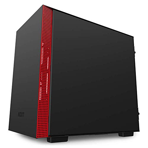 Image of NZXT H210 - Mini-ITX PC Gaming Case - Front I /O USB Type-C Port - Tempered Glass Side Panel - Cable Management System - Water-Cooling Ready - Radiator Bracket - Steel Construction - Black /Red