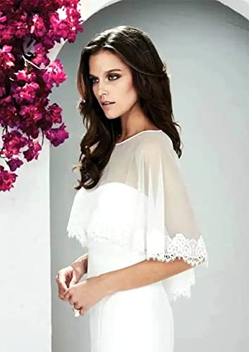 Women Lace Shawl Wrap for Bride with Embroidered Lace Tulle Wedding dress cover up2