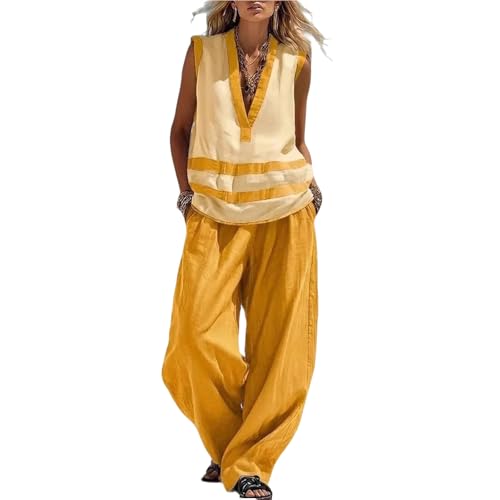 Evita el calor con este traje de lino informal para mujer fresco y elegante