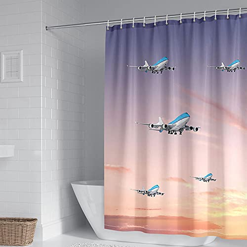 ZDDWLDL 4-Teilig Duschvorhang Set Mit Rutschfesten Teppichen Toilettendeckel Und Badematte Wasserdicht Farbfest Schimmel… – Bild 4