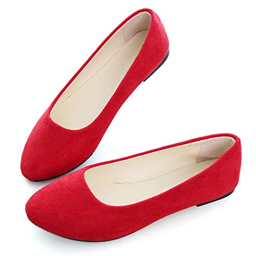 Dear Time Women Casual Flat Shoes Comfortable Slip On Pointed Toe Ballet Flats Red Us 7.5 #TOP5