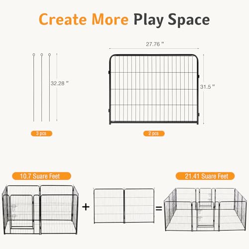 Image of NEWBULIG Dog Playpen Indoor 32 Inch 2 Panels, Metal Outdoor Dog Fence Pen