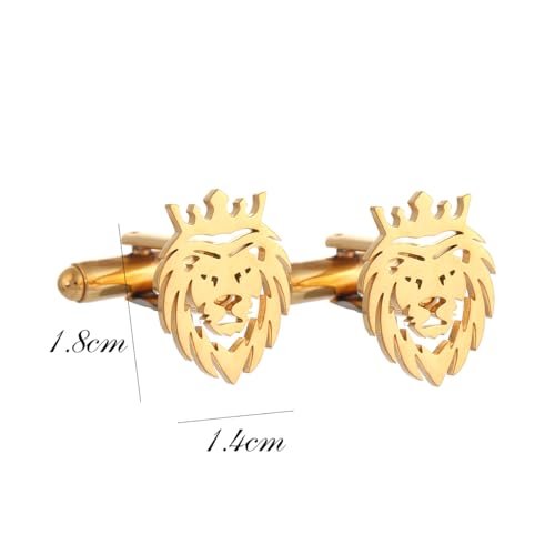Image of Stainless Steel Animal Creative Crown Lion Brooches for Women and Men