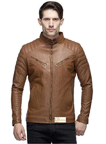 tan leather biker jacket mens