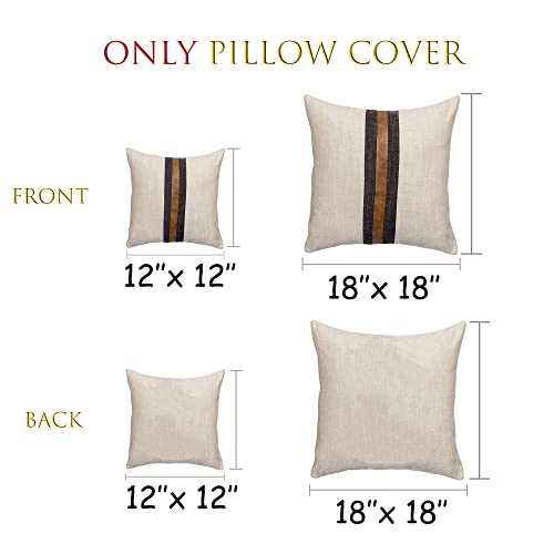 Boysum Farmhouse Decorative Outdoor Throw Pillow Covers For Couch Sofa Bed Brown Faux Leather Accent Pillow Cover Modern Decor Pillow Case 18 X 18 Inch (Beige) #TOP3