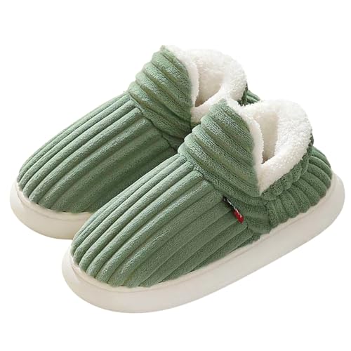 Solutra Chaussons Femme Hiver, Peluche Chauds Pantoufle Femme Hiver, Confortable Chausson Chaud Femme Homme (A Vert,37/38 EU)