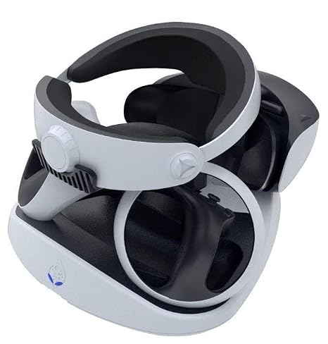 Collective Minds PSVR2 Showcase Premium Charging Station and Display Stand Fast Charge with Magnetic Adapters, Safe Storage for PS VR2 Headset and Sense Controllers, Includes Type-C AC Adapter