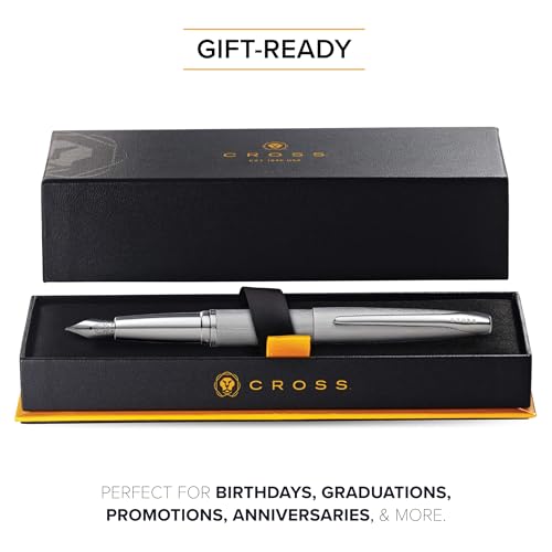 Image of Cross ATX Luxury Sandblasted Titanium Gray Fountain Pen - Medium Nib, Precision Writing, Presented in Premium Gift Box