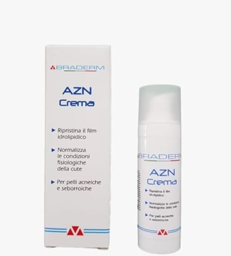 AZN Crema, Crema Idratante per Pelli Acneiche e Seborroiche, con Azeloglicina e Nicotinamide, Protezione Solare