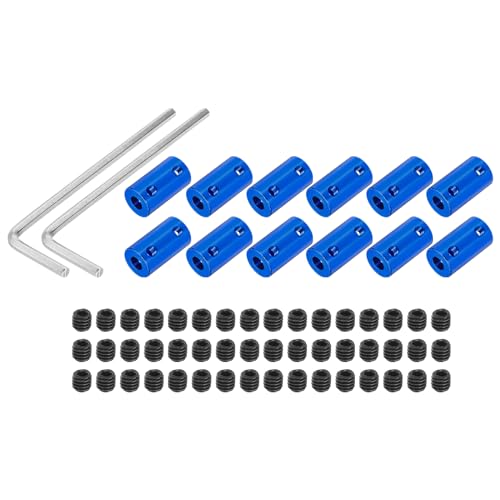 QUARKZMAN - QUARKZMAN Accouplement Rigide de 6 mm à 6 mm, Longueur 25 mm, Diamètre de 14 mm, en Alliage d'Aluminium M4 pour Imprimantes 3D, Bleu Marine, avec 12 Pièces d'Accouplement, 48 Vis, 2 Clés