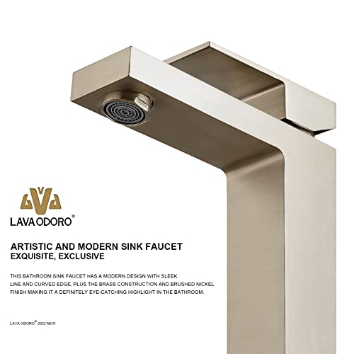 Single Handle Bathroom Faucet Brushed Nickel, Lava Odoro Modern Single Hole Bathroom Sink Faucet Vanity Faucet With Drain Assembly Supply Line, Deck Plate Included, Bf307-Bn #TOP1
