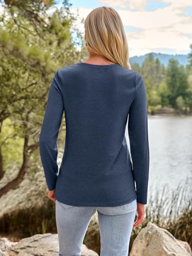 Image of AUTOMET Women's Long Sleeve Crewneck Shirts Casual Basic Tops