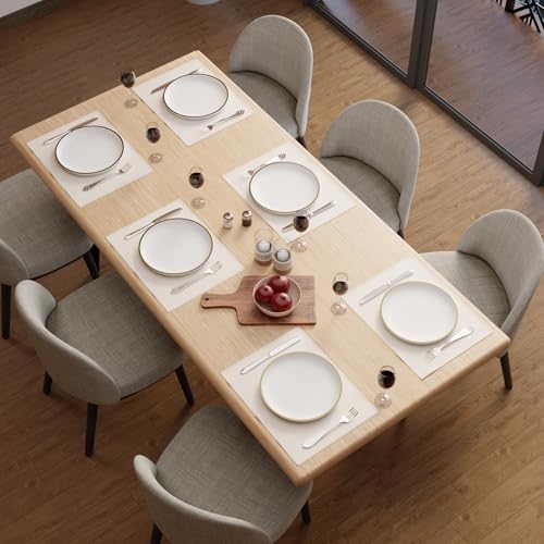 Image of Encasa XO Leather Dining Table Mats Set of 6 | Water Repellent & Heat Resistant Dining Table Mats | Washable & Easy to Clean Placemats for Kitchen Decor - 42x30 cm (Cream)