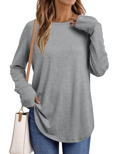 Image of AUTOMET Womens Long Sleeve Tunic Tops Crew Neck Casual Loose Fit Shirts