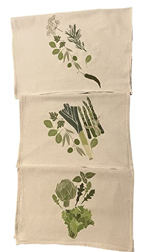 Fancy Flour Sack Kitchen Towels Set Of 3 Premium Quality, Highly Absorbent, Vegetable Print #TOP2