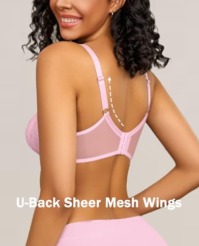 Image of Avidlove Womens Lace Bras Sexy Underwire Unlined Bra V Neck Mesh Everyday Bra Lingeries No Padded