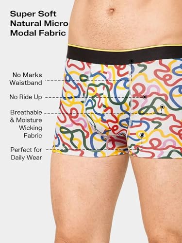 Image of Bummer Printed Micro Modal Trunks Underwear for Men - Ultra Soft & Breathable, 3 Times Softer Than Cotton, Anti-Bacterial, Stretchable for Ultimate Comfort & Style, Pack of 1 (A Shark Tank Product)