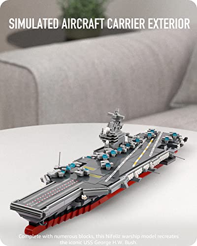 Nifeliz Nimitz-Class Aircraft Carrier, Military Warship Building Model Toy With Technology Components, Uss George H.w. Bush Display Set For Adults And Teens (1,969 Pieces) #TOP5