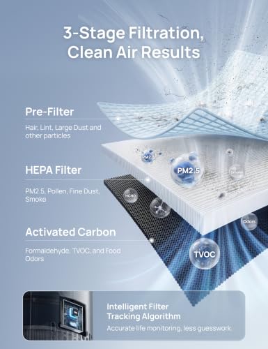Image of DREO Air Purifier for Home, Up to 1176 ft, HEPA Sleep Mode, Air Purifiers for Large Room & Bedroom, Pets, Smoke, Dust, Pollen & Odors, PM2.5 Monitor, Auto & Turbo Mode, 4 Speeds, DR-HAP009 (Dreo 539)