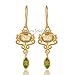 Solid 10k Gold Over Sterling Silver Earrings for Women & Girls, 10k Gold Citrine, Peridot Earrings Drop & Dangle Mothers Day Gift, Bridesmaid Gift, Handmade Jewelry