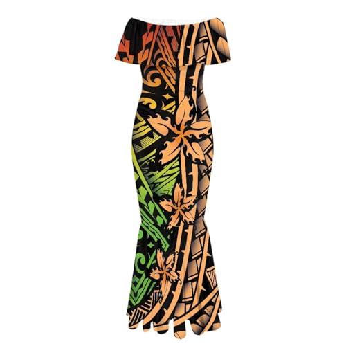 Image of Polynesian for Women S-7XL Off Shoulder Maxi Dress Hawaiian Summer Dresses