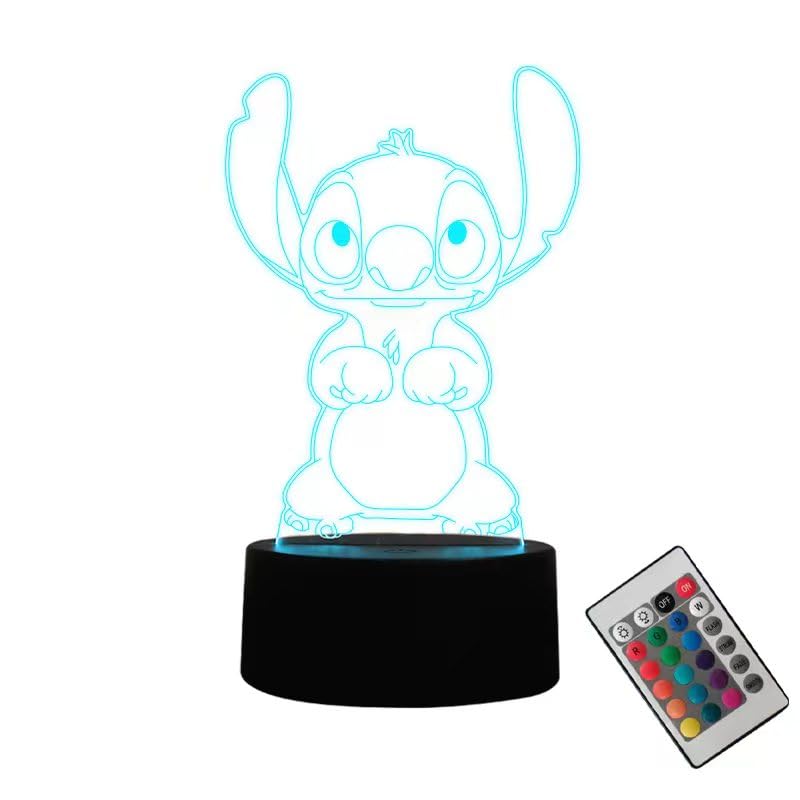 Night Light for 3D Led 16 Color Night Light Table Lamp Remote Intelligent Remote Control Table Lamp for Christmas Stitch Gifts Children's Holiday Gifts