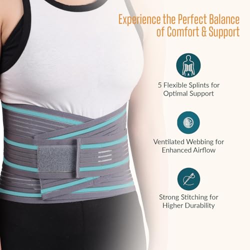 Image of Lumbo Sacral Belt, Back Support Brace for Men & Women | Lower Back Pain Relief Belt | Adjustable Lumbar Support for Posture, Injury Recovery & Everyday Use (Grey, L)