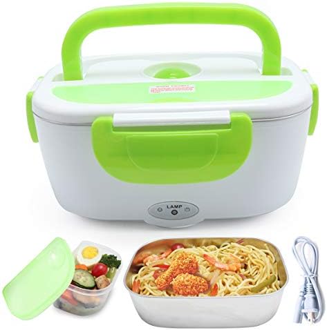 VECH Electric Warming Lunch Box Food Heater 1.5L 110V Home-Use Plug In Lunch Warmer Portable Bento Box Lunch Heater With Removable 304 Stainless Steel Container Food Grade Material(Green)