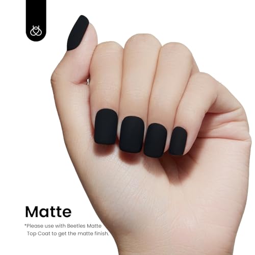 Image of Beetles Black Gel Polish 2Pcs 0.51Fl.OZ Pure Black Gel Nail Polish Set 15ml Dark Base Color Soak Off Uv Nail Lamp Art Manicure DIY Design Gift for Women Long Nights Collection