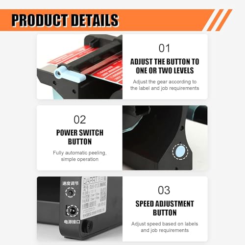 Automatische Etikettenspender - 20-130mm Etikettenspender mit Dual-Sensor und3 Geschwindigkeiten Einstellbar für selbstklebende/PET/PVC-Etiketten