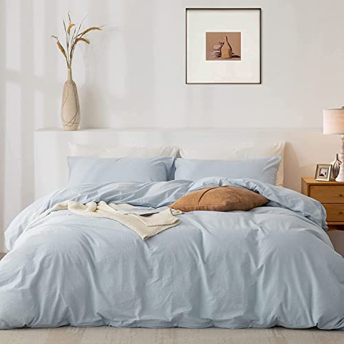 Lanqinglv Duvet Cover Set King Size Baby Blue Plain Bedding Set Ultra Soft Microfiber Quilt Cover 220x240 cm with Zipper Closure and 2 Pillowcases 50x75 cm