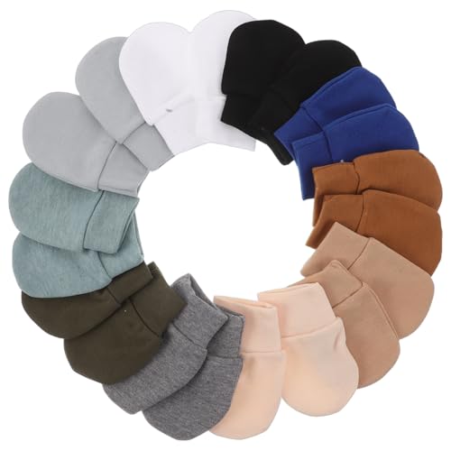 JOINPAYA Mitones Elásticos Antiarañazos para Bebés Recién Nacidos, 10 Pares Transpirables y Suaves, (, Estampado, Grisáceo, Militar, Real, Oscuro), Guantes Protectores