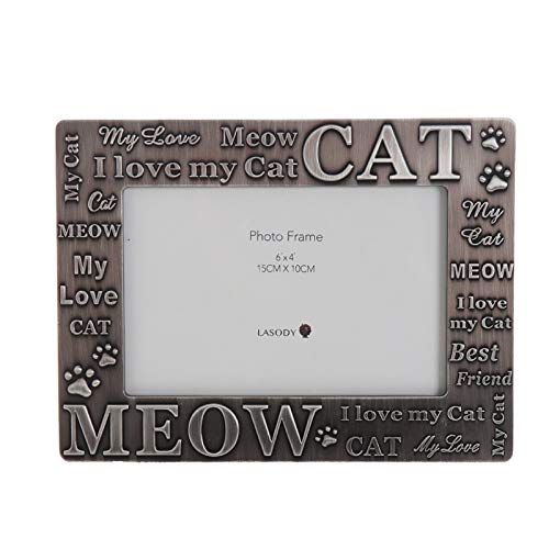 cat picture frames 4x6 - LASODY I Love My Cat Picture Frame Meow Picture Frame Tabletop Frame for Cat -Cherish Every Memory