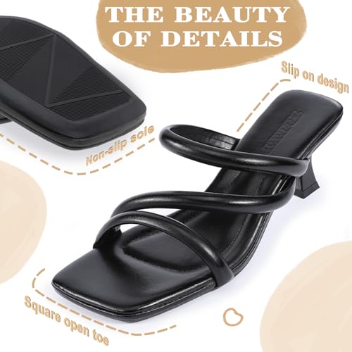 Trakxy Women Square Toe Kitten Heel Sandals Comfortable Open Toe Shoes Low Heels Cross Strappy Sandal3