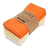 INFEI Solid Color Linen Blended Thin Dinner Cloth Napkins - Set of 12 (40 x 40 cm) - for Easter Events & Home Use (Multi Yellow)
