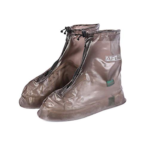 Waterproof Shoe Covers Reusable Non Slip Snow Rain Shoe Covers Shoe Protector Guards Water Resistant Overshoe (XXX-Large, Brown)