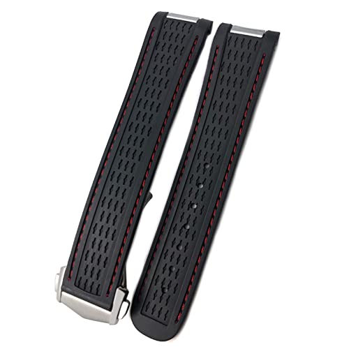 Bracelet montre caoutchouc 20mm rouge pour Omega Aqua Terra 150 boucle acier