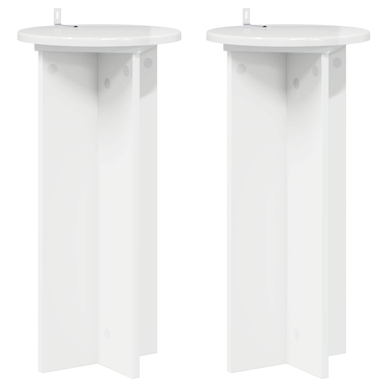 Stojak na rośliny, zestaw 2 szt., wysoki połysk, biały, 60 cm | Materiał drewnopochodny, nowoczesny, minimalistyczny, do doniczek wewnątrz, łatwy montaż